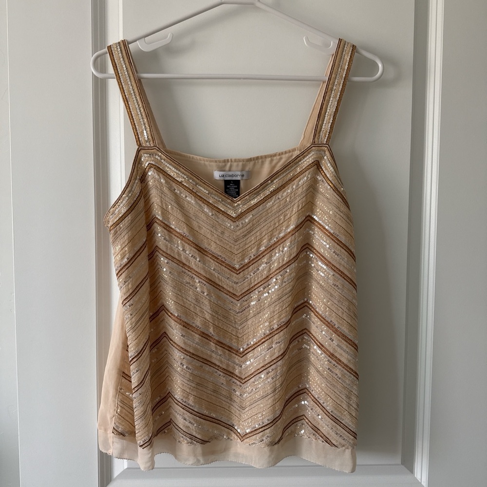 Liz Claiborne Gold and Cream Sequin Camisole